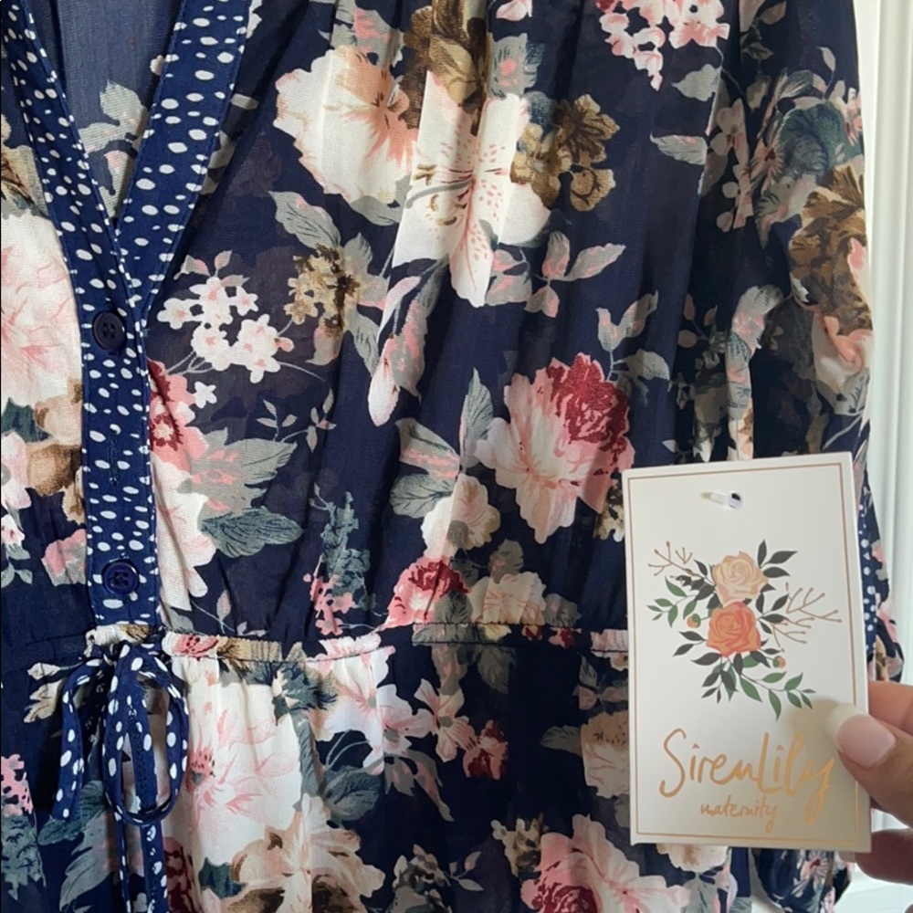 Siren Lily Maternity Sheer Floral Blouse